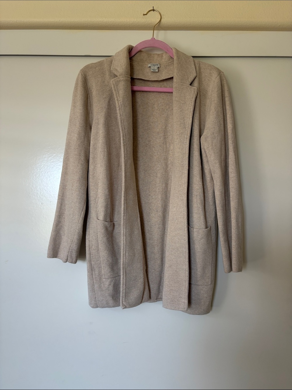 J. Crew Open-Front Knit Cardigan in Light Taupe